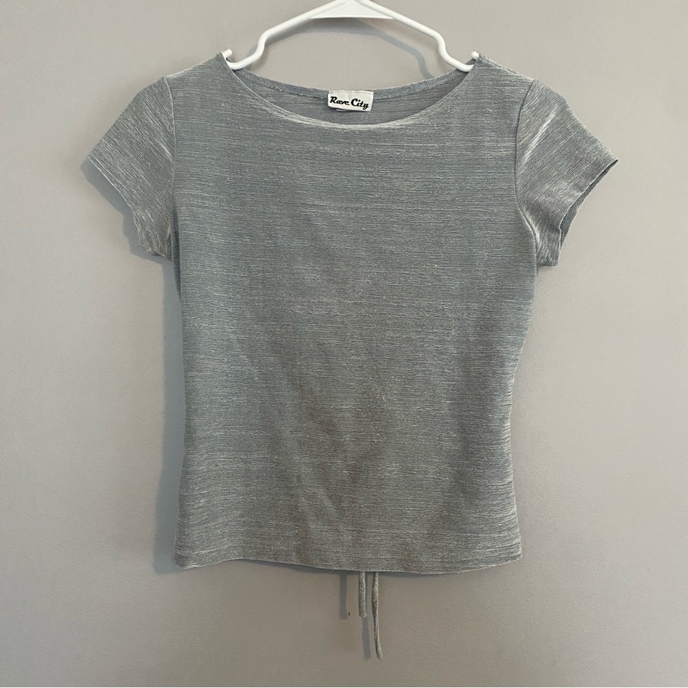 Vintage Rave City Silver Metallic Open Back Shirt - Medium